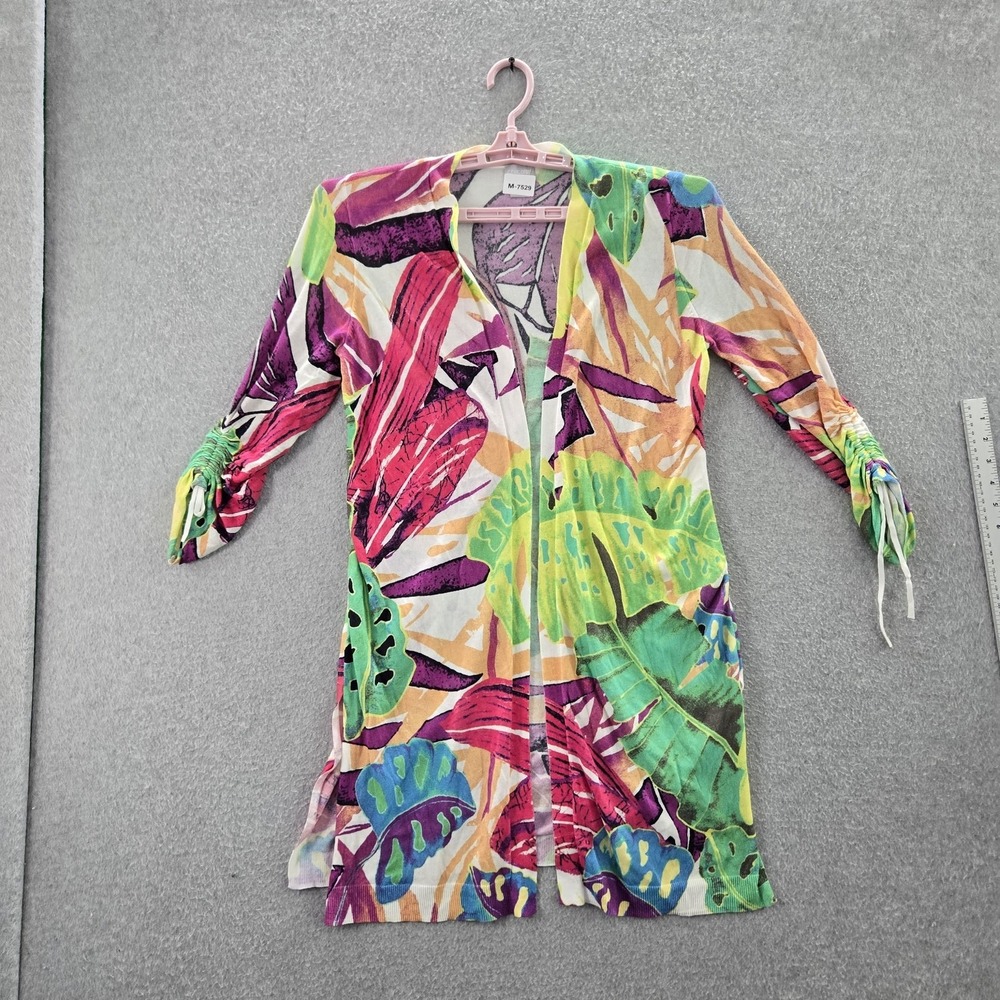 Chico's Women‎ Cardigan 0 Multicolor Floral Open Duster Kimono